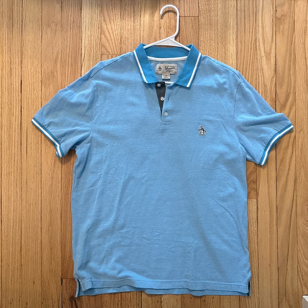 Original Penguin Light Blue Polo Shirt with White Accents